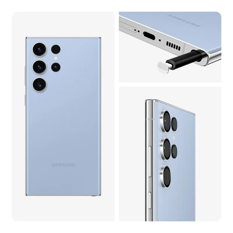 Pantalla completa para Samsung S23 Ultra / S918 Con Marco Azul Claro / Lima (Original)
