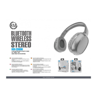 KM-CS006 AURICULARES BLUETOOTH DIADEMAS [GRIS]