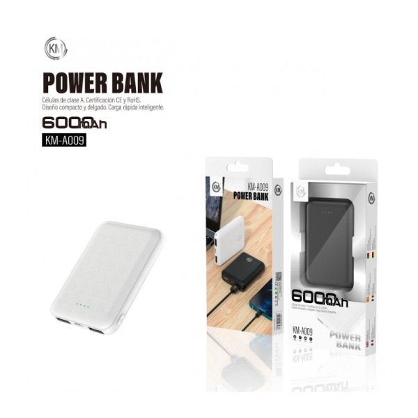 POWER BANK 6000mAh Blanco [KM-A009]