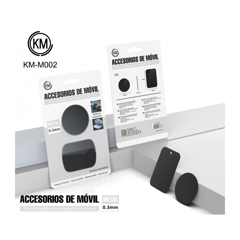 KM-M002 PLACA METAL PARA SOPORTE MAGNETICO [NEGRO]