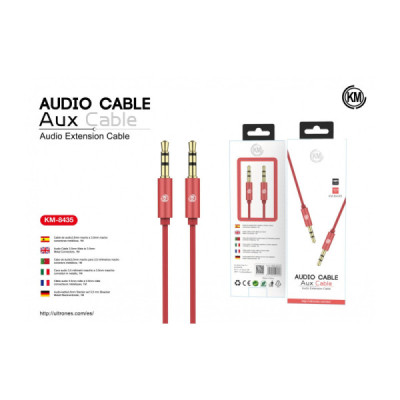 KM-8435 CABLE AUDIO JACK 3.5MM 3PIN MACHO A MACHO [ROJO]