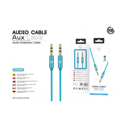 KM-8434 CABLE AUDIO JACK 3.5MM 3PIN MACHO A MACHO [AZUL]