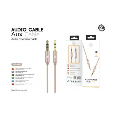 KM-8432 CABLE AUDIO JACK 3.5MM 3PIN MACHO A MACHO [DORADO]