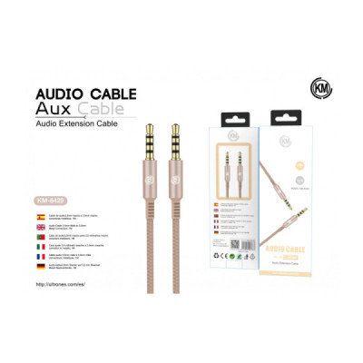 KM-8429 CABLE AUDIO JACK 3.5MM 4PIN MACHO A MACHO [DORADO]