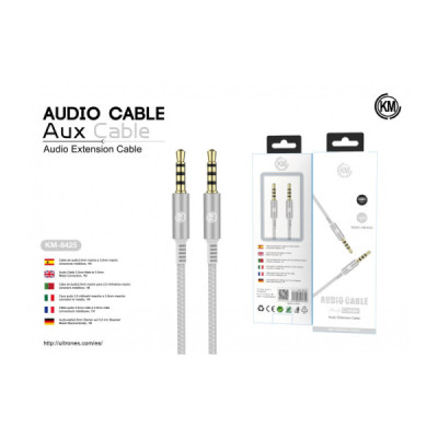 KM-8425 CABLE AUDIO JACK 3.5MM 4PIN MACHO A MACHO [BLANCO]