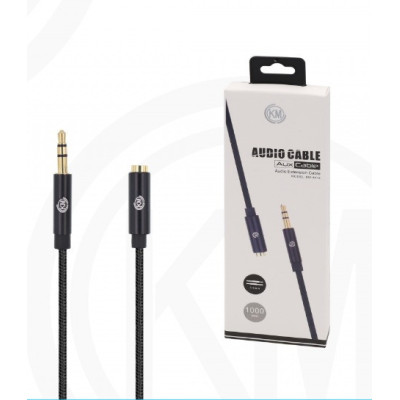 KM-8418 CABLE AUDIO JACK 3.5MM 3PIN MACHO A HEMBRA NYLON [NEGRO]