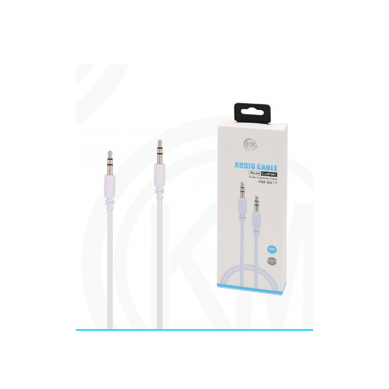 KM-8417 CABLE AUDIO JACK 3.5MM 3PIN MACHO A MACHO 2M [BLANCO]