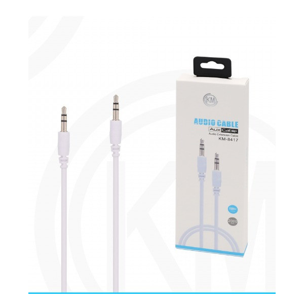 KM-8417 CABLE AUDIO JACK 3.5MM 3PIN MACHO A MACHO 2M [BLANCO]