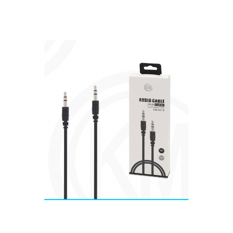 KM-8416 CABLE AUDIO JACK 3.5MM 3PIN MACHO A MACHO 2M [NEGRO]