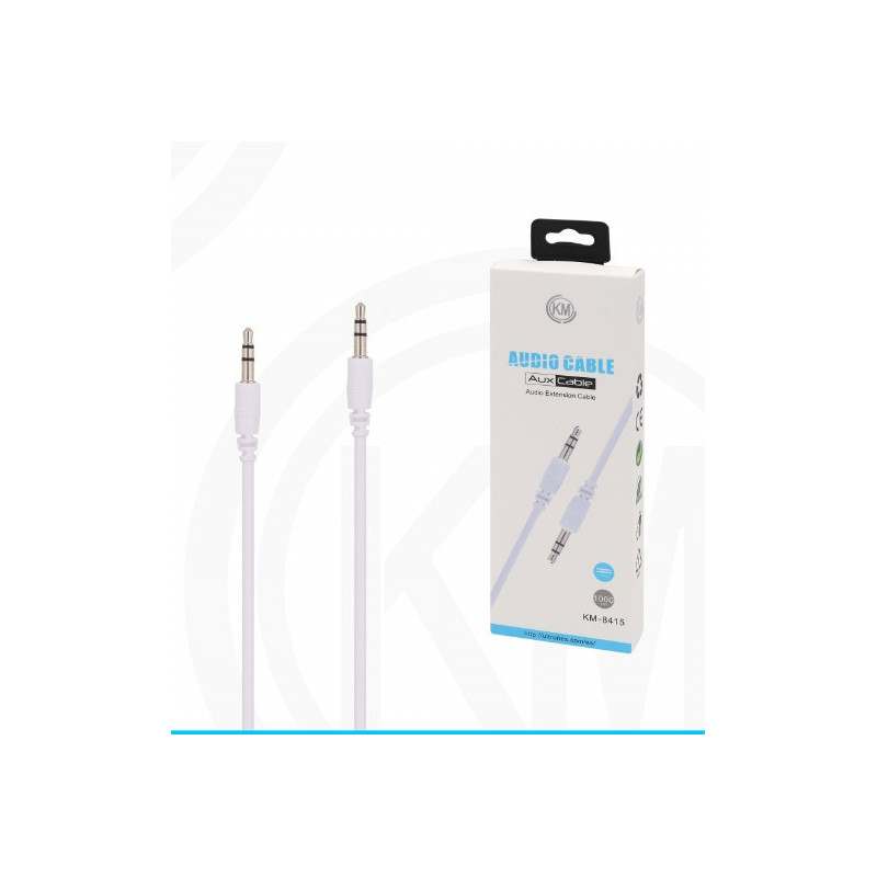 KM-8415 CABLE AUDIO JACK 3.5MM 3PIN MACHO A MACHO 1M [BLANCO]