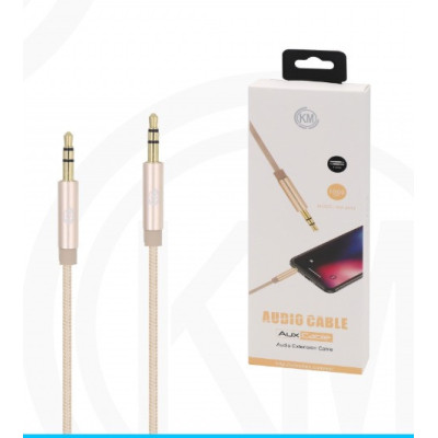 KM-8412 CABLE AUDIO JACK 3.5MM 3PIN MACHO A MACHO NYLON [DORADO]