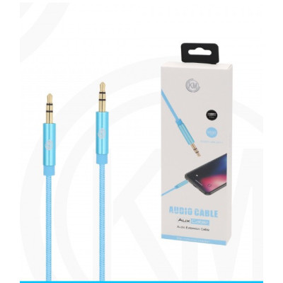 KM-8411 CABLE AUDIO JACK 3.5MM 3PIN MACHO A MACHO NYLON [AZUL]