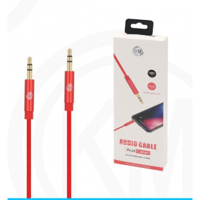 KM-8410 CABLE AUDIO JACK 3.5MM 3PIN MACHO A MACHO NYLON [ROJO]