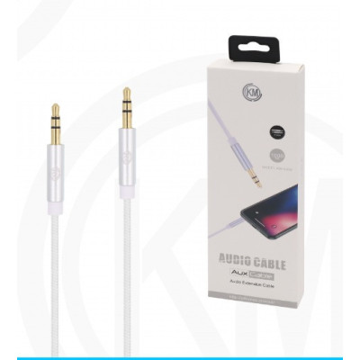 KM-8409 CABLE AUDIO JACK 3.5MM 3PIN MACHO A MACHO NYLON [BLANCO]