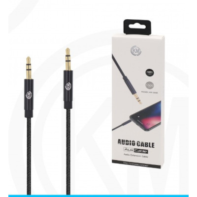 KM-8408 CABLE AUDIO JACK 3.5MM 3PIN MACHO A MACHO NYLON [NEGRO]