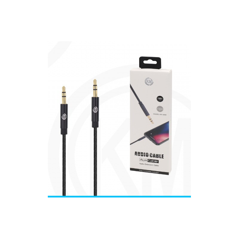 KM-8408 CABLE AUDIO JACK 3.5MM 3PIN MACHO A MACHO NYLON [NEGRO]