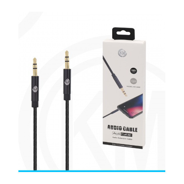 KM-8408 CABLE AUDIO JACK 3.5MM 3PIN MACHO A MACHO NYLON [NEGRO]