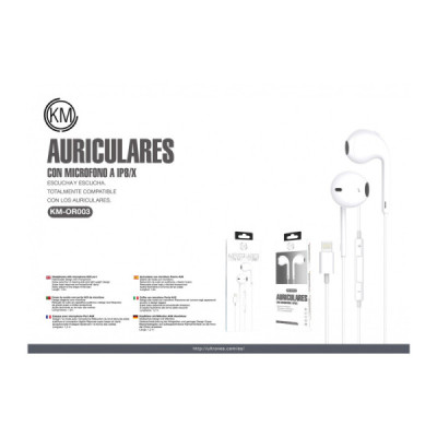 KM-OR003 AURICULARES CABLE LIGHTNING BLUETOOTH