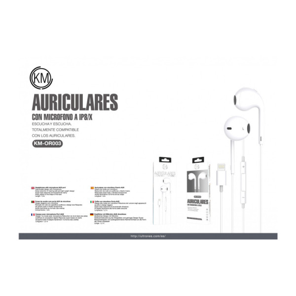 KM-OR003 AURICULARES CABLE LIGHTNING BLUETOOTH