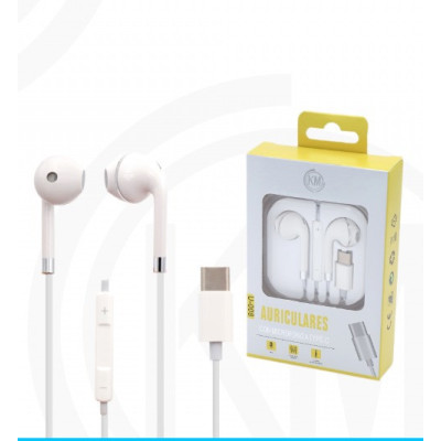 KM-U008 AURICULARES CABLE TYPE-C Plata(Funciona Para Version Vieja)