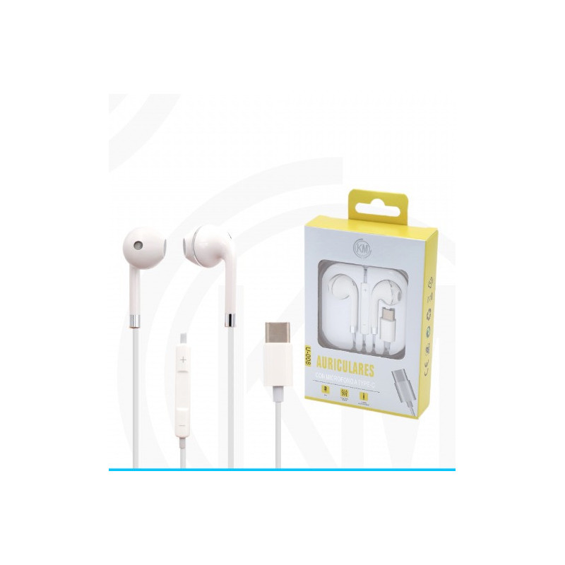 KM-U008 AURICULARES CABLE TYPE-C Plata(Funciona Para Version Vieja)