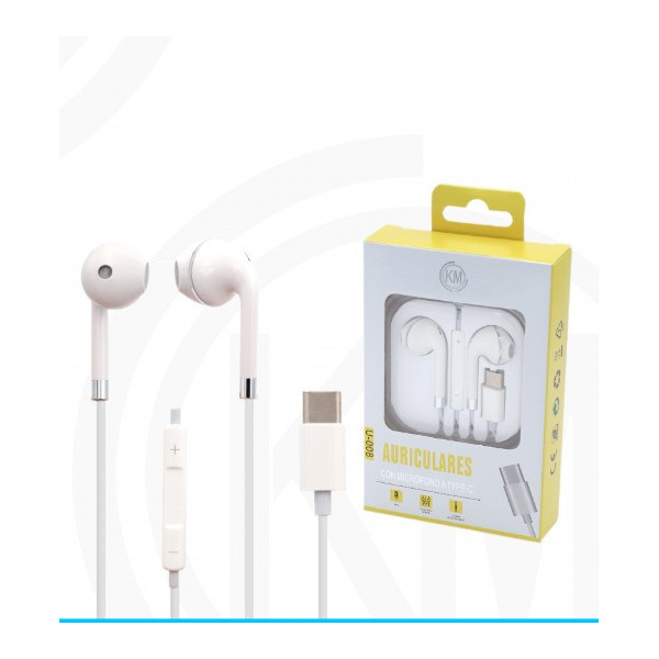 KM-U008 AURICULARES CABLE TYPE-C Plata(Funciona Para Version Vieja)