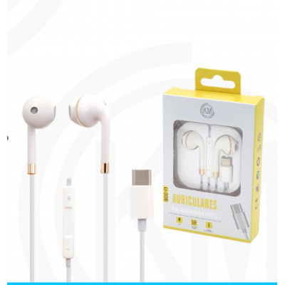 KM-U008 AURICULARES CABLE TYPE-C Oro(Funciona Para Version Vieja)