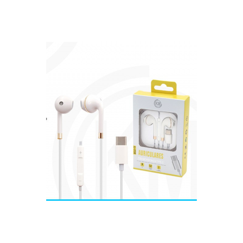 KM-U008 AURICULARES CABLE TYPE-C Oro(Funciona Para Version Vieja)