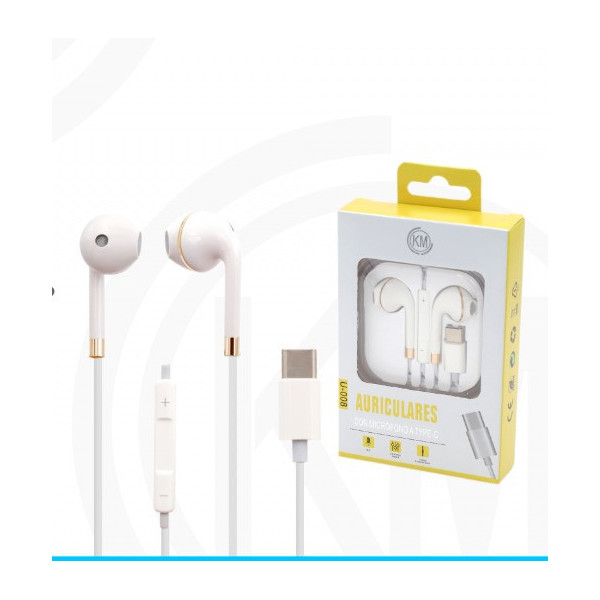 KM-U008 AURICULARES CABLE TYPE-C Oro(Funciona Para Version Vieja)