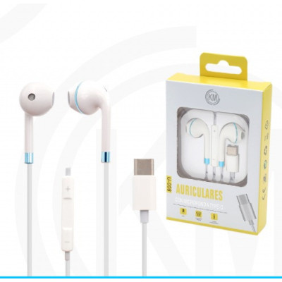 KM-U008 AURICULARES CABLE TYPE-C Azul(Funciona Para Version Vieja)