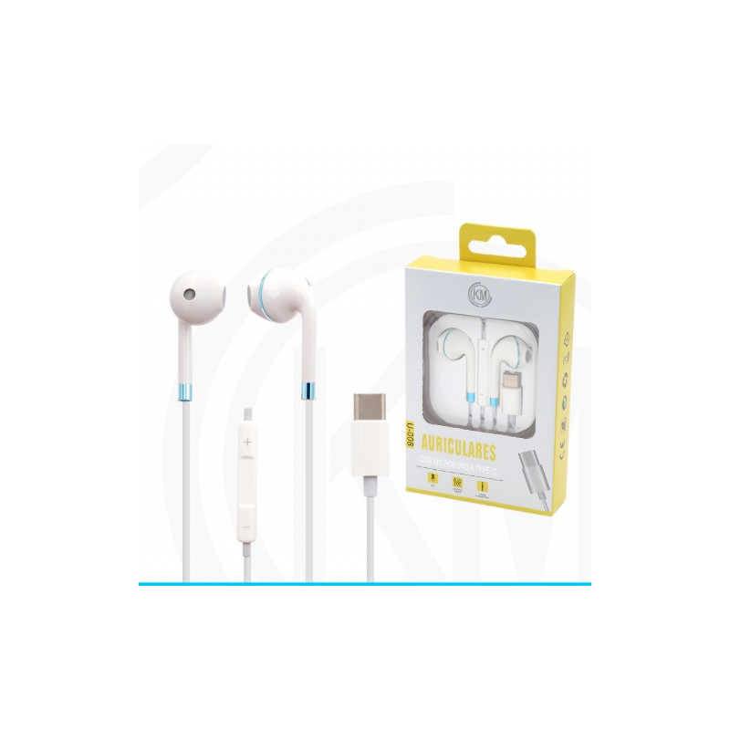 KM-U008 AURICULARES CABLE TYPE-C Azul(Funciona Para Version Vieja)