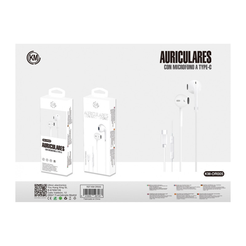 KM-OR005 AURICULARES CABLE TYPE-C