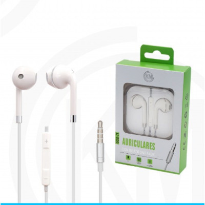 KM-U009 AURICULARES CABLE JACK 3.5MM Plata