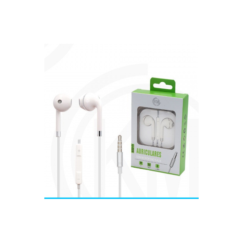 KM-U009 AURICULARES CABLE JACK 3.5MM Plata