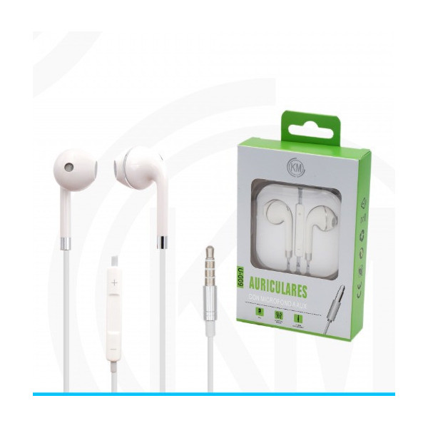 KM-U009 AURICULARES CABLE JACK 3.5MM Plata