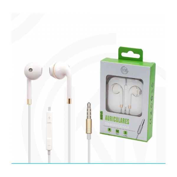 KM-U009 AURICULARES CABLE JACK 3.5MM Dorado