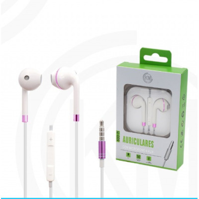 KM-U009 AURICULARES CABLE JACK 3.5MM Rosa Mate