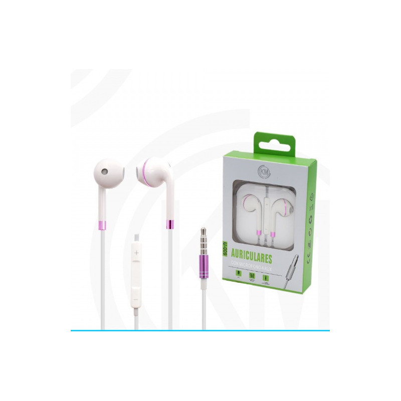 KM-U009 AURICULARES CABLE JACK 3.5MM Rosa Mate