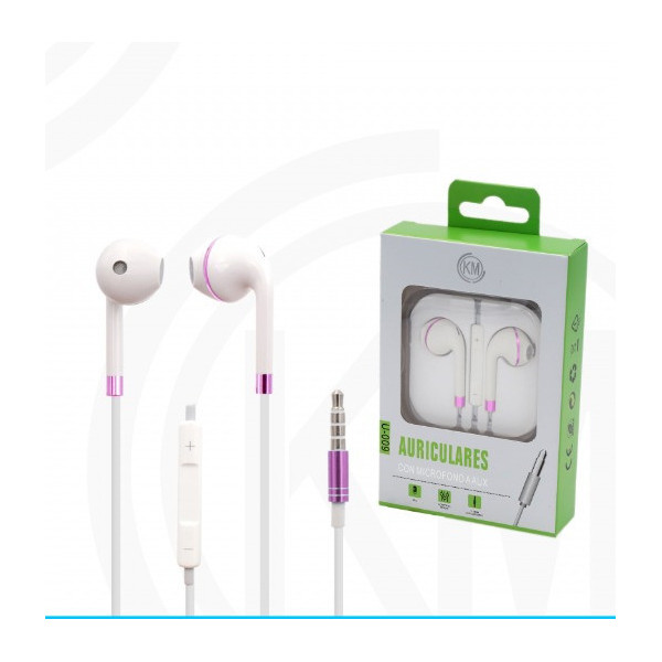 KM-U009 AURICULARES CABLE JACK 3.5MM Rosa Mate