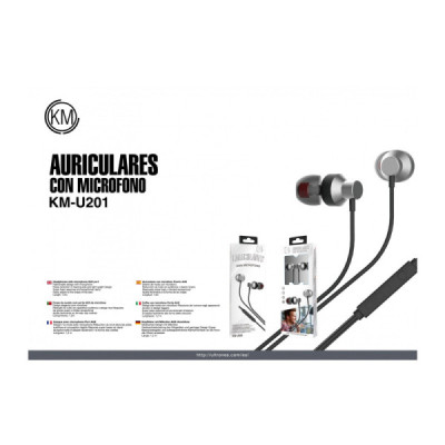 KM-U201 AURICULARES IN-EAR CABLE JACK 3.5MM [PLATA]