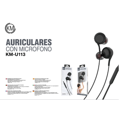KM-U113 AURICULARES IN-EAR CABLE JACK 3.5MM [NEGRO]