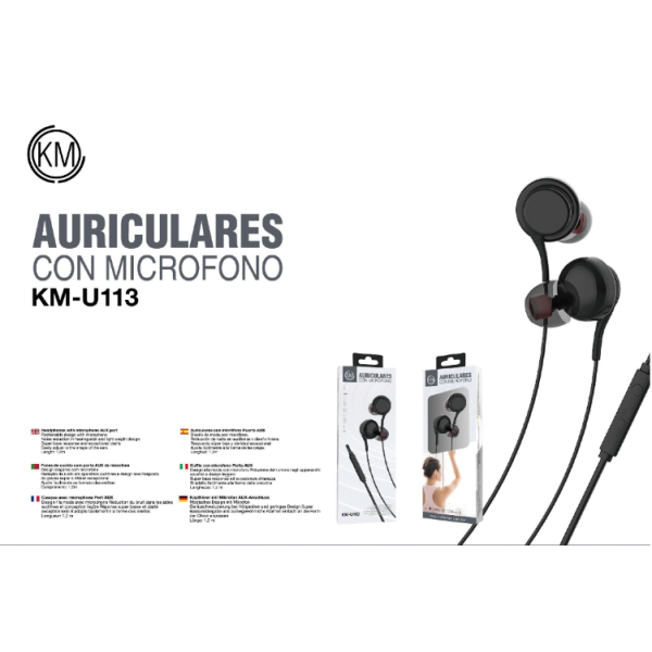 KM-U113 AURICULARES IN-EAR CABLE JACK 3.5MM [NEGRO]