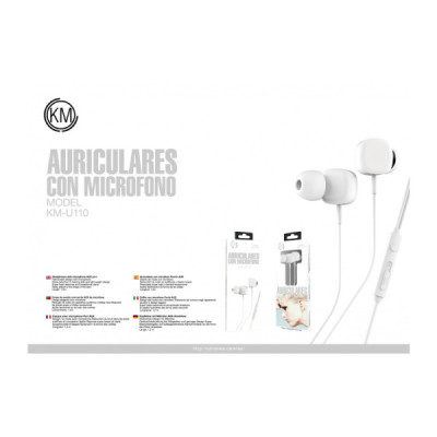 KM-U110 AURICULARES IN-EAR CABLE JACK 3.5MM [BLANCO]