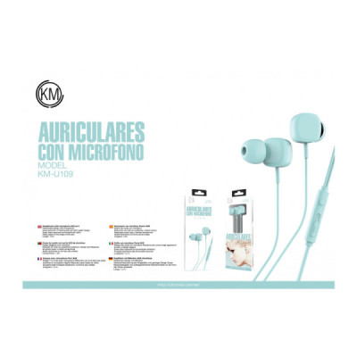 KM-U109 AURICULARES IN-EAR CABLE JACK 3.5MM [AZUL]