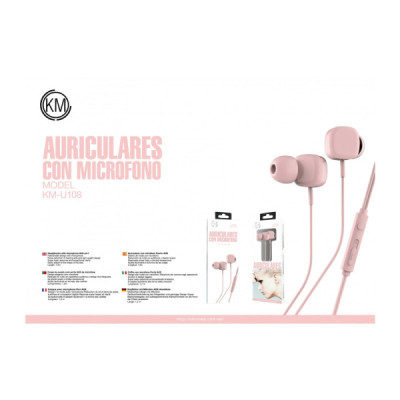 KM-U108 AURICULARES IN-EAR CABLE JACK 3.5MM [ROSA]