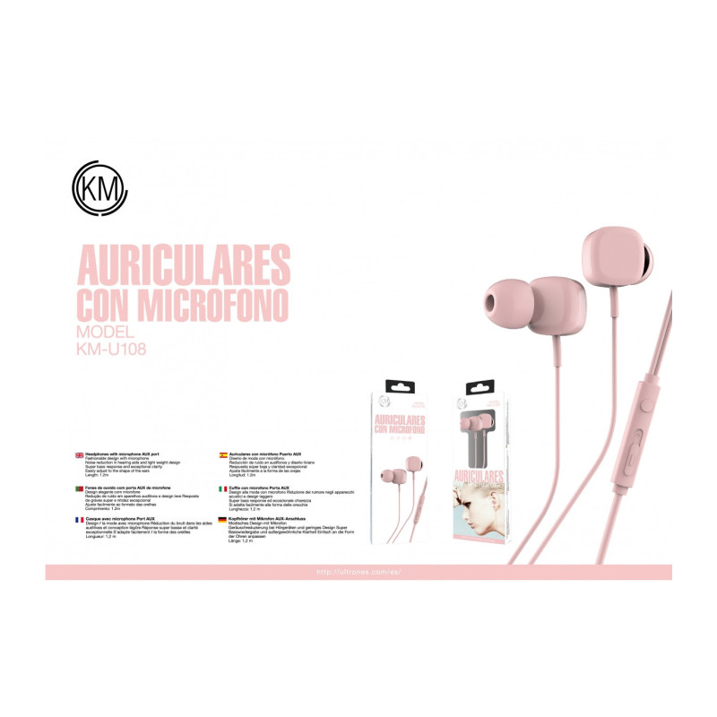 KM-U108 AURICULARES IN-EAR CABLE JACK 3.5MM [ROSA]