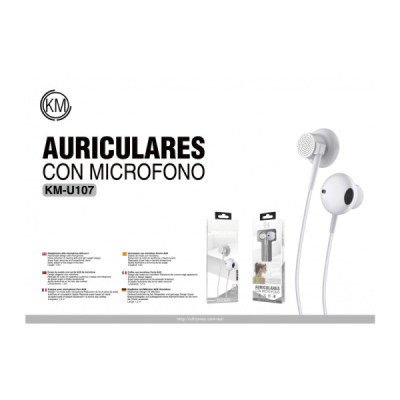KM-U107 AURICULARES CABLE JACK 3.5MM [BLANCO]