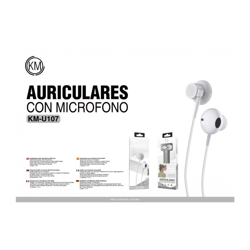 KM-U107 AURICULARES CABLE JACK 3.5MM [BLANCO]