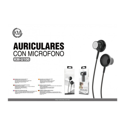 KM-U106 AURICULARES CABLE JACK 3.5MM [NEGRO]