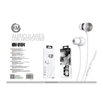 KM-U104 AURICULARES IN-EAR CABLE JACK 3.5MM [PLATA]